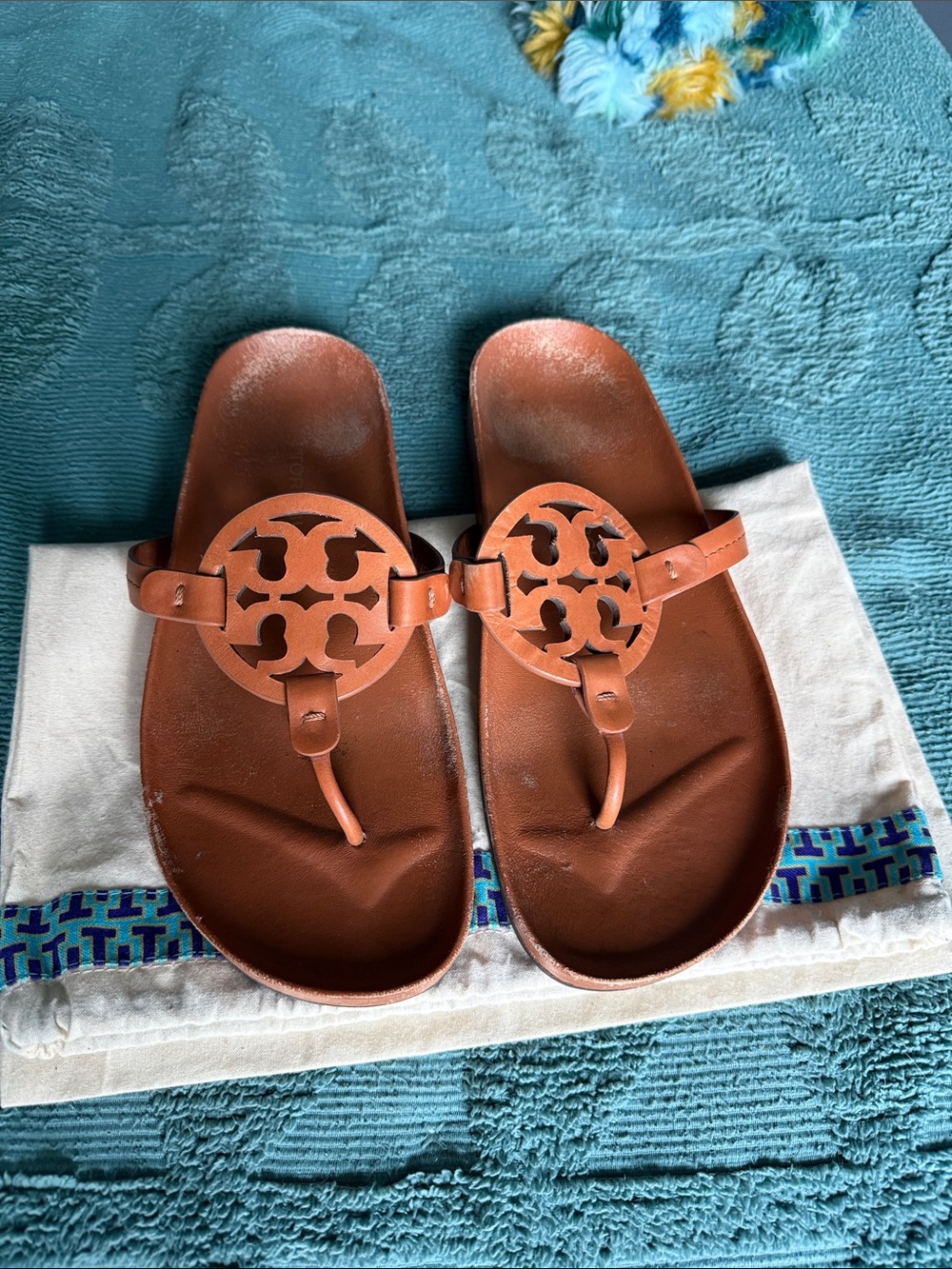 Tory Burch Brown Leather Miller Cloud  Thong Sandals